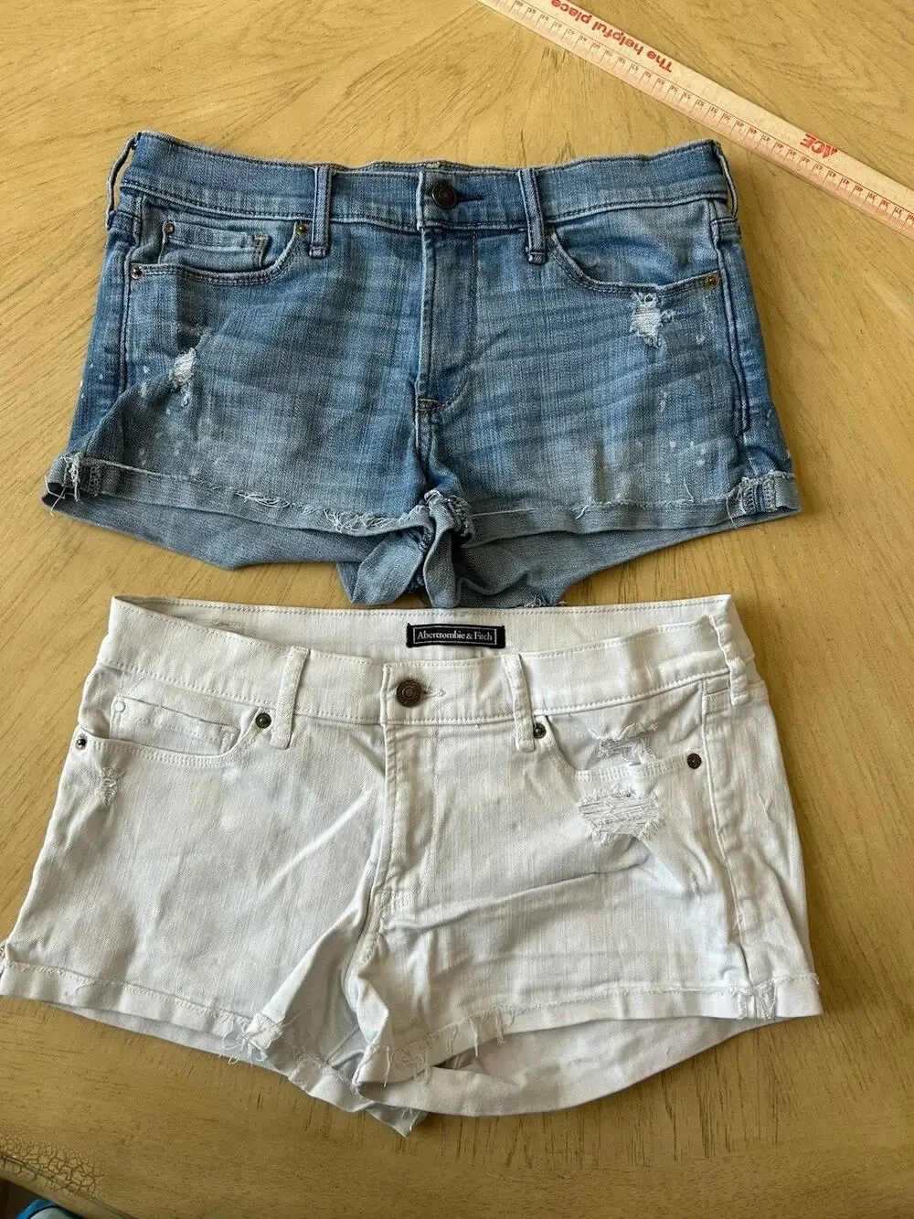 Y2k Abercrombie & Fitch Denim Short 2 w28 White & Blue Low Rise Stretch Lot 2